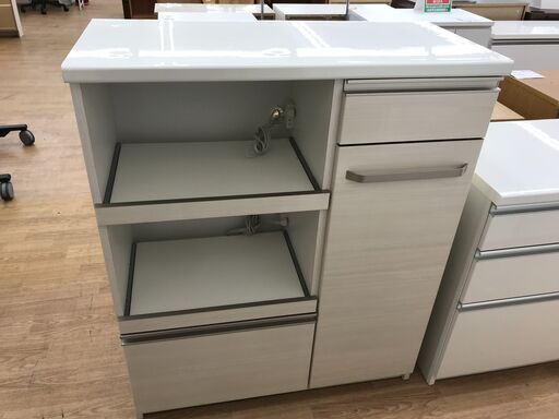 ★ジモティ割あり★  レンジ台 ホワイト H121×W99×D45 クリーニング済み KJ9016