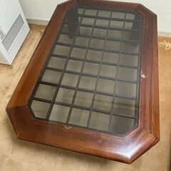 木製ローテーブル(天板ガラス)