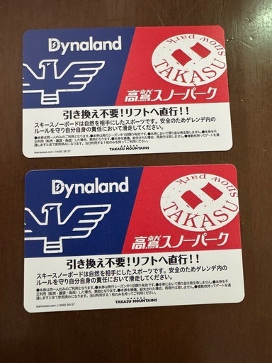 現地払い8200円ダイナランド/高鷲スノーパーク1日リフト券2枚