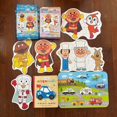 ②　知育玩具　4点セット　パズル　アンパンマン　木製パズル　乗り...