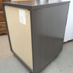 キャスター付き デスクワゴン 幅38.5×高55㎝ 3段 ダークブラウン サイドワゴン 袖机 引出し収納 西岡店の画像