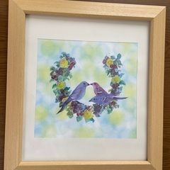 鳥の絵　額縁の画像