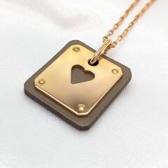 【HERMES】アスドゥクール ハート スウィングペンダントネックレス Ｚ刻印☆Ａ品☆質屋 ユニオン本通店 エルメスの画像