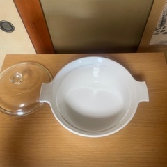 パイロセラム コーニング 陶器製 ソースパン丸型 蓋付き両手鍋の画像