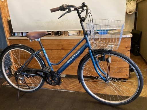 【前後タイヤ・チューブ新品！】 LEDダイナモ　26インチ自転車　ブルー