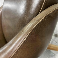 ①★ジャーナルスタンダードファニチャー★バワリーチェア 定価3万7千円 ブラウン レザー 脚木製 アンティークの画像
