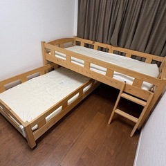 ひのきのベッド　ミドルベッド&子ベッドの画像