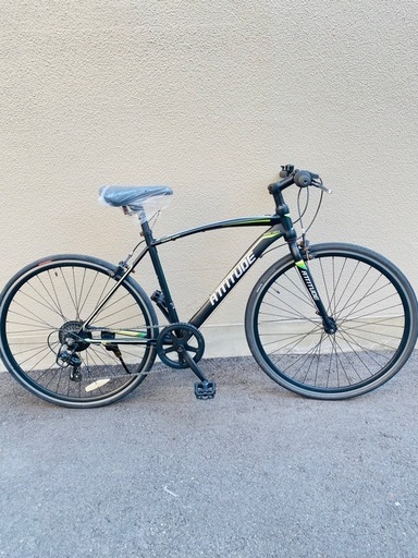 あちこち新品に交換してるアミルフレームのクロスバイク。7速！スポーツバイクの部品は高いので、最初から新品多めに使っておきました。防犯登録も込みで手間いらずですよ！