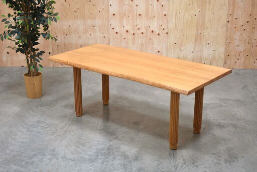 ≪zyt2036ジ≫ CONDE HOUSE/カンディハウス 大型ダイニングテーブル 幅180cm 脚コラム型/カラム 接ぎ板 オーク/ナラ? 殴り加工/耳付? 中古家具/宮城県仙台市 70312-18