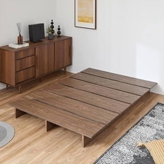 lowya ウォルナット調 ベッドフレーム セミダブル