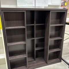 ★ジモティ割引あり★ スライド式本棚 単行本用 木目調/茶 W(...