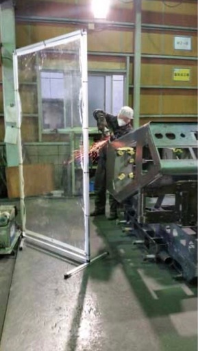 TRUSCO アルミ製衝立 透明防炎タイプ W2000XH2000 AF-2020-TM 2台