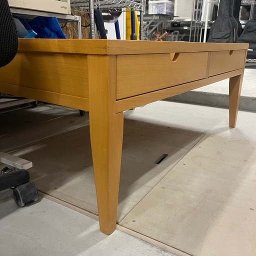 カリガリス ローテーブル　大きめ　ガラステーブル　引き出し付き