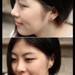 j→→→m43-3/刻印/CZダイヤモンドオープンハートピアスの画像