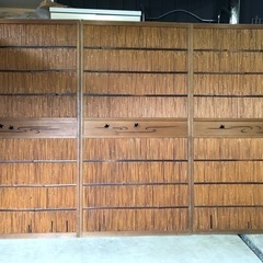 簾戸/引き戸/葦戸/夏戸/夏障子/建具/素戸/古民家/和室/町屋/アンティーク夏戸もみじ意匠3枚の画像