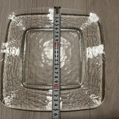 【食器】スクエアガラスプレート　ガラス皿　大皿　2枚セットの画像