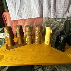 プライスダウン！！北海道　アイヌ　木彫り　人形　民芸品　ニポポ人形！7体セット！！の画像