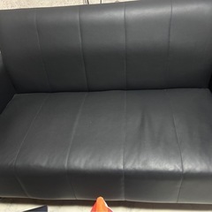【ほぼ未使用】2人掛けソファ　フェイクレザー　ブラック