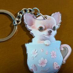 チワワ/ティーカップアクリルキーホルダー（新品）の画像