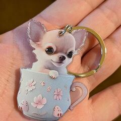 チワワ/ティーカップアクリルキーホルダー（新品）の画像