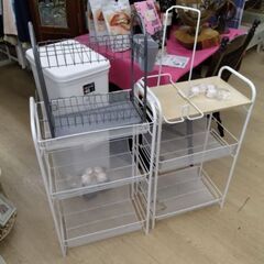 キッチンラック　　全部まとめて　食器棚　オーブントースター ラック　ワゴン　カゴ　キッチンワゴンの画像