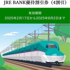 JRE BANK優待割引券１枚 4割引　2025年8月2日まで