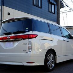 即乗りＯＫ エルグランド 350ハイウェイスタープレミアム レーダークルーズ 衝突軽減ブレーキ HDDナビ フルセグTV Bluetooth フリップダウンモニター アラウンドビューモニター 両側パワスラ パワーバックドア インテリキー サンルーフ 黒本革シート シートヒーター HID ETCの画像