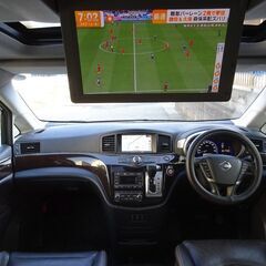 即乗りＯＫ エルグランド 350ハイウェイスタープレミアム レーダークルーズ 衝突軽減ブレーキ HDDナビ フルセグTV Bluetooth フリップダウンモニター アラウンドビューモニター 両側パワスラ パワーバックドア インテリキー サンルーフ 黒本革シート シートヒーター HID ETCの画像