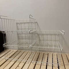 IKEA 吊り下げ収納バスケット　6個　ホワイト