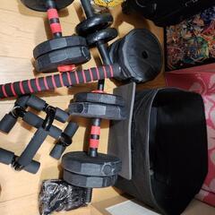 ダンベル、プッシュバー、腹筋ローラーセット