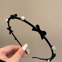 【新品】蝶結び真珠装飾付きヘアバンド