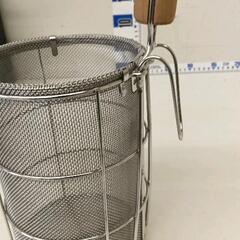 0323-060 新越金網  木柄スパゲティー揚 小 16メッシュ0203の画像