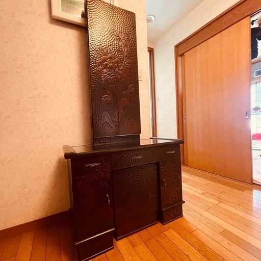 鎌倉彫り　ドレッサー　三面鏡