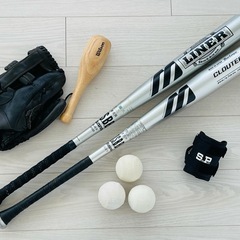 グローブ1個、バット2本、ボール3個　草野球セット 