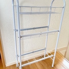 隙間収納ラック  スチールラック スリムタイプ 白