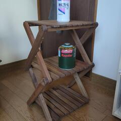 折りたたみ　3段ラック　ウッド