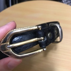 黒革ベルト　金バックル　中古　　94cmの画像