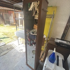 【リサイクルサービス八光】幅35㎝　ダークブラウン　ミラー付きシ...
