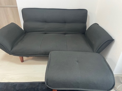 【美品】2人掛けソファー　オットマン付き　ソファーベット