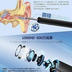 耳かき カメラ ワイヤレス イヤースコープ 【電波法認証済み】 600万高画素 3.5mm 極細レンズ 左右反転機能 録画 写真 Type-C充電 WIFI接続 耳かきスコープ 耳掃除 カメラ 耳垢除去 耳垢クリーニング 視覚耳取り 内視鏡付き耳かき 専用APP iphone＆Android対応 耳掻き カメラ 日本語取扱説明書付き（ブラック）　まとめ買い歓迎　卸ます　アマゾン引き上げ商品　倒産品　ネット商材　転売　卸し　問屋　転売OK　アマゾン　商品　景品　コンペ　新品　未使用　アウトレット　卸売　卸売の画像