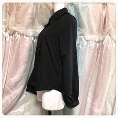 ꒰apriesjour꒱長袖 フリルブラウス 黒 トップス夢可愛いアプレジュールの画像