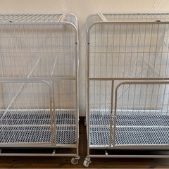 二段猫用ケージ（キャットケージ）2台（新品組み立て済＋１週間使用）