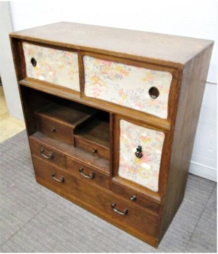 茶箪笥　木製　飾り棚　茶棚　収納　キャビネット　和家具　サイドボード　アンティーク　レトロ　古民家　水屋箪笥　煎茶道具