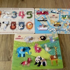 【美品】木製の型はめパズル3種セット