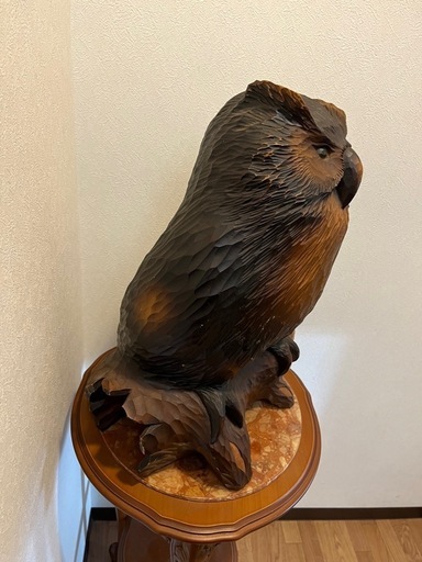 木彫り　天然木　フクロウ?　不苦労