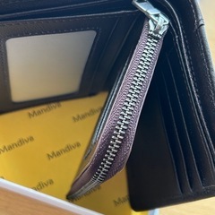 最終値下げ　新品未使用財布 メンズ 本革 二つ折 コンパクト ファスナー小銭入 トップレザー ブラウンの画像