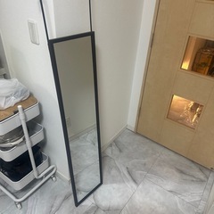 高さが調整可能なドア掛けミラー 幅28cm 高さ120cm(ダー...