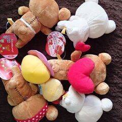 リラックマ・コリラックマ・キイロイトリのぬいぐるみ（ハートシリーズ）の画像