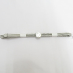 和小物 帯留め・三分紐セット 美濃焼 一粒 白×シルバー ライト...