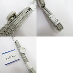 和小物 帯留め・三分紐セット 美濃焼 一粒 白×シルバー ライトグレー カジュアル 普段着物 伝統工芸 Mサイズ 新品 【キモノオフ野々市若松店】の画像